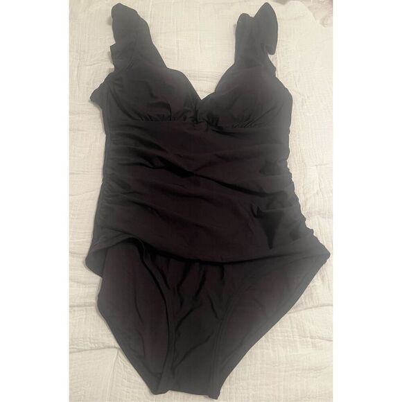 DKNY Women's Ruffle-Trim One-Piece Swimsuit NEW NWT - Picture 2 of 7